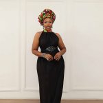 GRECIAN STYLE PLEATS AND ANKARA DRESS WITH HEADWRAP